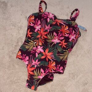 Shade & Shore Floral One Piece - Pink and Orange